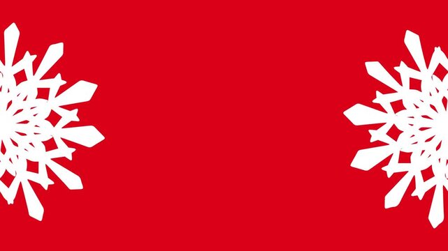 White snowflakes pattern moving horizontally on a bright red