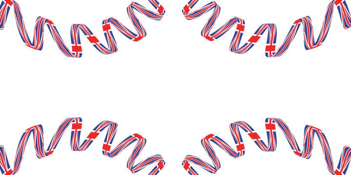 Waving United Kingdom Union Jack flag ribbon. British national day border isolated on white.