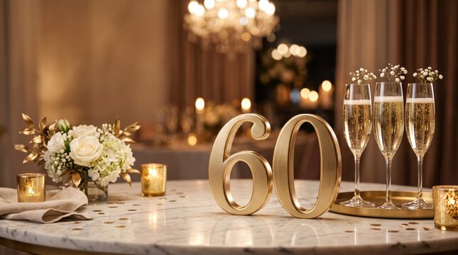 Elegant 60th Birthday or Anniversary Party with Festive Decor