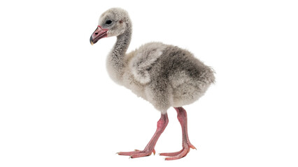 Small grey flamingo chick standing isolated on transparent background © Evelyn