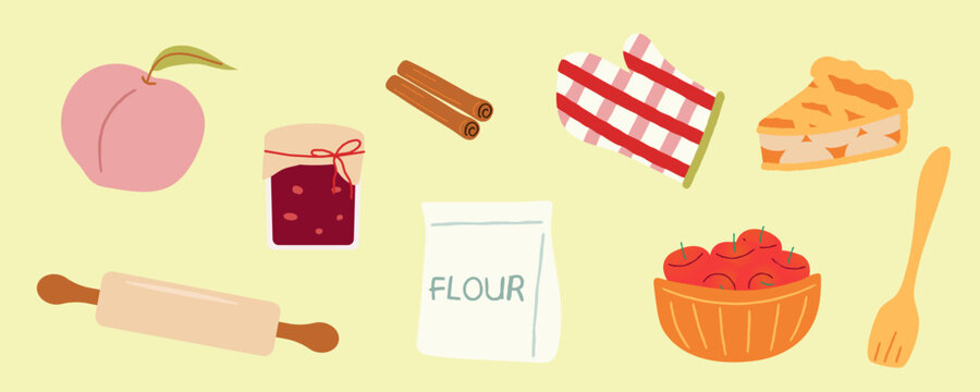Autumn Baking Vector Illustration Set