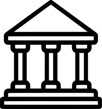 A classical stone column with a triangular pediment stands prominently against the backdrop of an ancient temple
