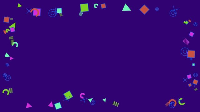 Abstract Geometric Shapes Floating and Rotating in 90s Retro Style Animation Background