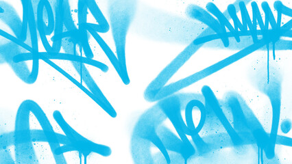 Cyan blue graffiti tag abstract spray paint stroke with aerosol line splatter. Trendy urban aerosol tag collection isolated on white background for apparel design. © dirtyfellas