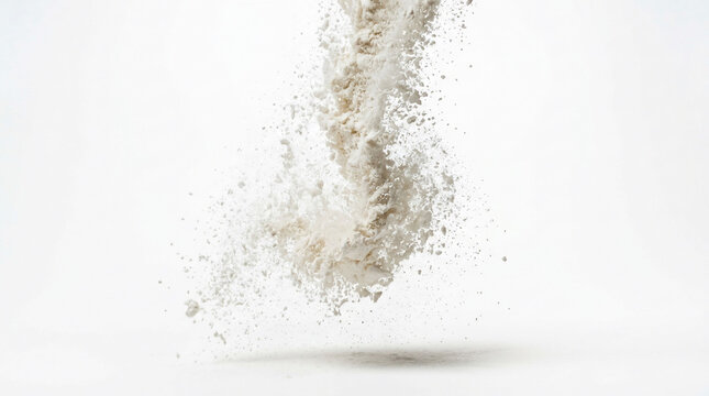 Abstract powder explosion on white background, dynamic motion.
