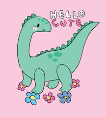Cute Dinosaur Hand Drawn Vector Illustration for Kids © Alsu Art