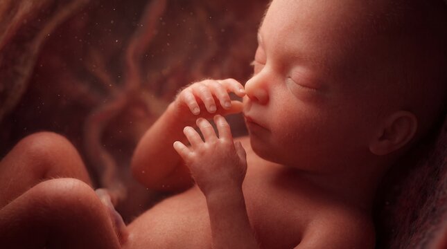 Human Fetus Developing Inside Womb During Pregnancy