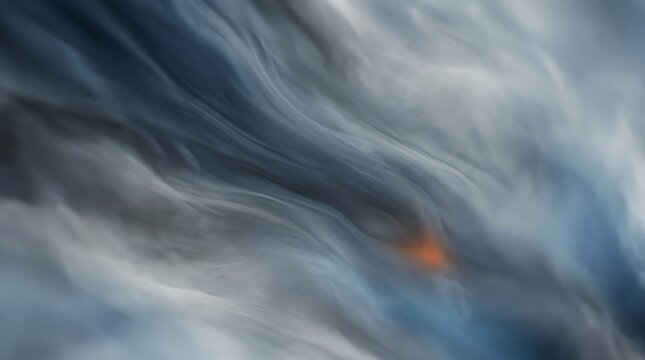Abstract dark blue and grey motion blur background with a small glowing orange light spot in the center