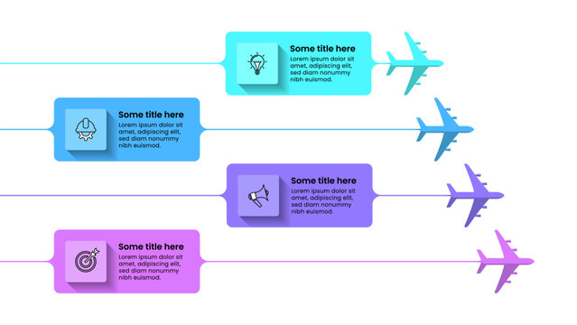 Infographic template. Airplanes with banners and 4 options