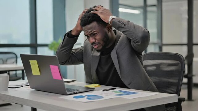 Frustrated Businessman Overwhelmed by Complex Work in an Office