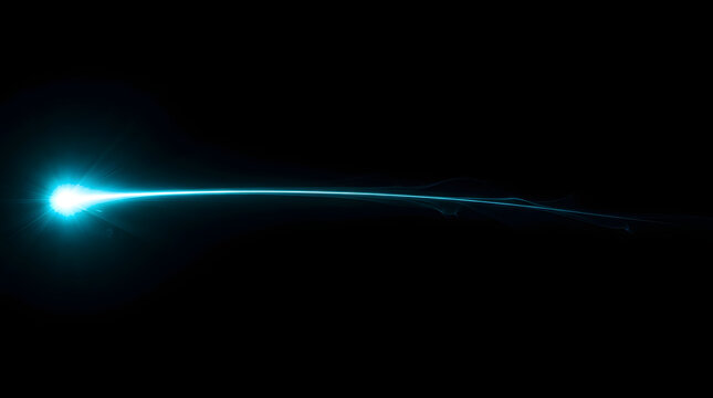 Cyan Glowing Light Beam and Shooting Star PNG Element Set 94