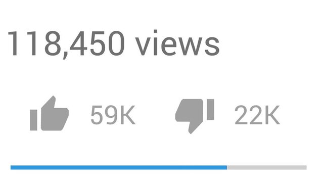 Modern flat animation of a video view counter rapidly increasing towards one billion with likes and dislikes statistics, representing social media success, digital engagement, and viral growth.