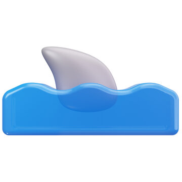 Shark Fin In Water 3D Illustrations