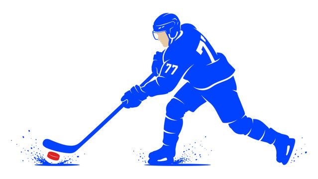 Ice Hockey Player Shooting Puck