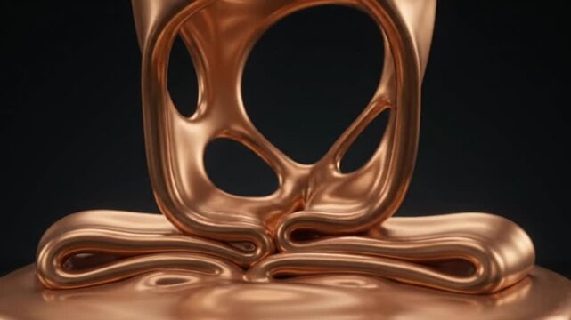 abstract metallic rose gold liquid splash swirling motion background loop