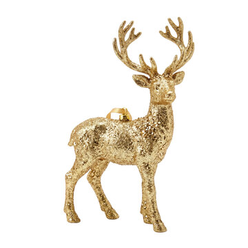 Sparkling golden deer Christmas tree ornament