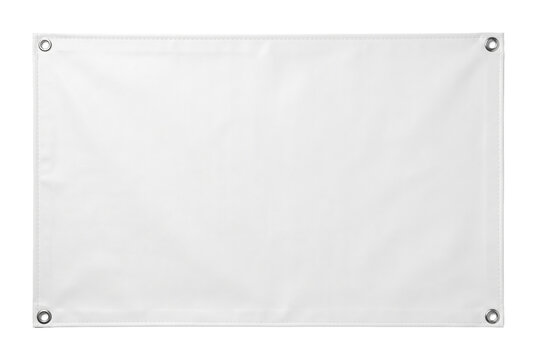 Blank white vinyl banner with metal grommets