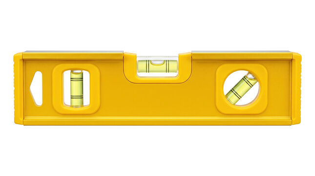 Yellow spirit level tool for construction measurement