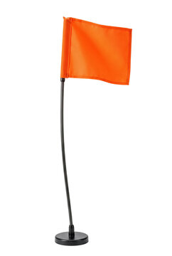 Orange marker flag with magnetic flexible base