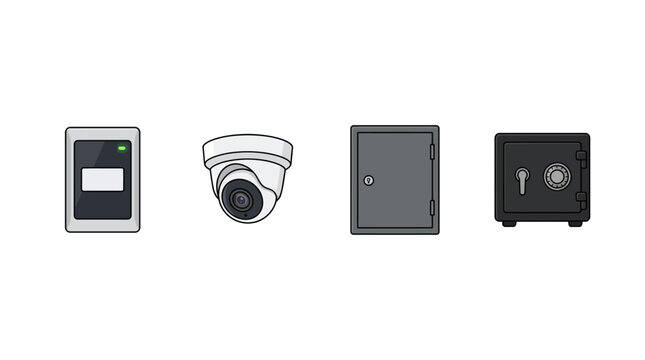 Essential security system icons for surveillance and protection
