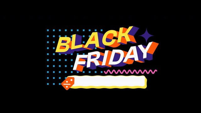 Black friday sales titles with retro 90s style on transparent background
