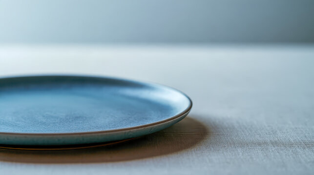 Handmade ceramic plate with blue glaze, artisan tableware decor