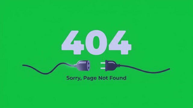 404 Error Page Not Found - Green Screen Animation