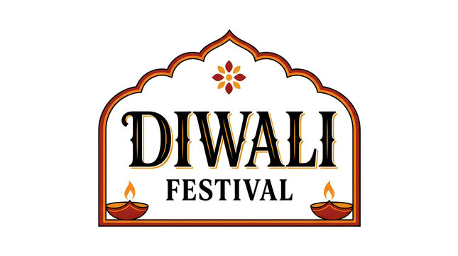Colorful diwali festival illustration with traditional arch and decorative oil lamps