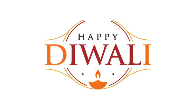 Happy diwali festive greeting with ornate design and traditional oil lamp illustration