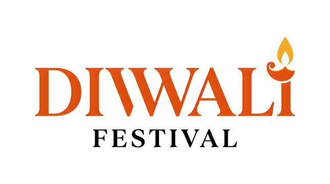 Colorful diwali festival typography with decorative flame and artistic watercolor splashes