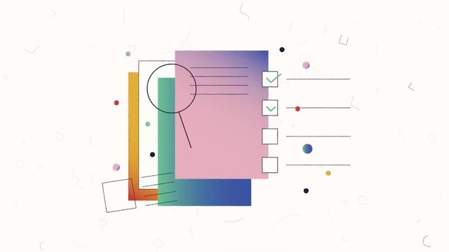 Stack of colorful notebooks with spiral binding 2d animation