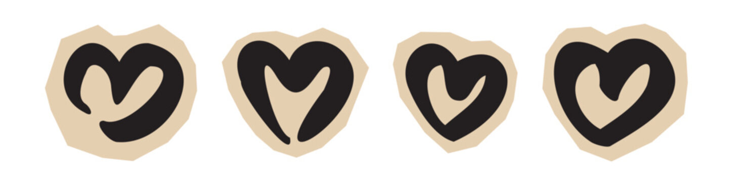 Sketched heart icon sticker cut out of paper