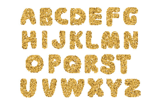Hand Drawn Golden Noise Spray Alphabet
