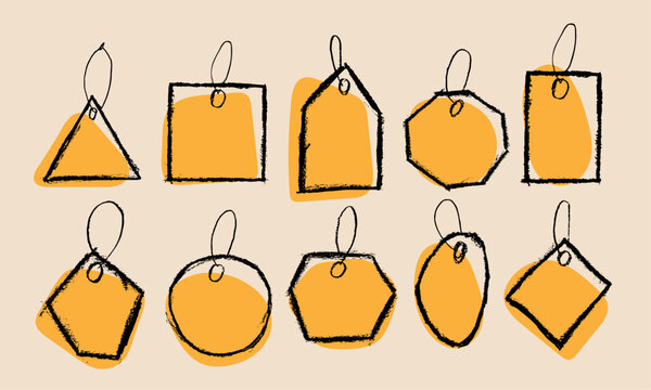 Hand drawn paper label, tag price isolated