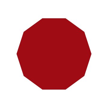 Red Octagon Geometric Shape Isolated on White Background
