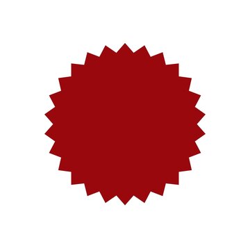 Red Starburst Badge Shape Isolated on White Background