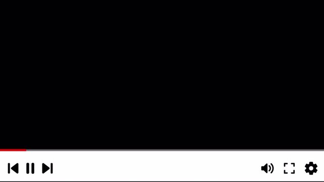 Media Player Control Bar Animation with Previous Pause Next Volume Full screen and Settings Icons, Minimal Video Playback Interface on transparent  Background in 4K