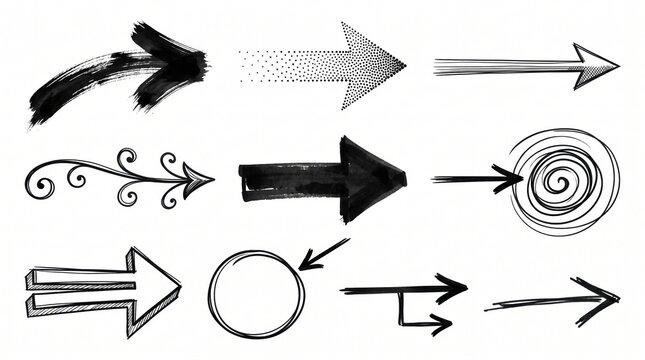 hand drawn arrow graphics for user interface and design usage.