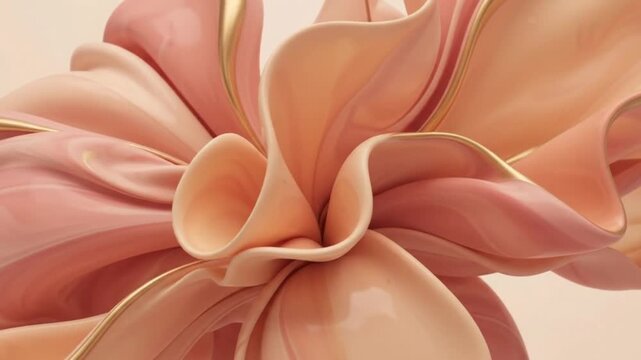 abstract pink and gold fluid motion background loop forming flower shape