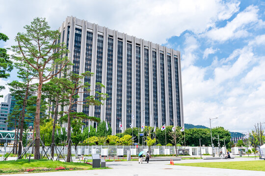 View of Ministry of Foreign Affairs and Government Complex Seoul from Gwanghwamun Plaza, South Korea