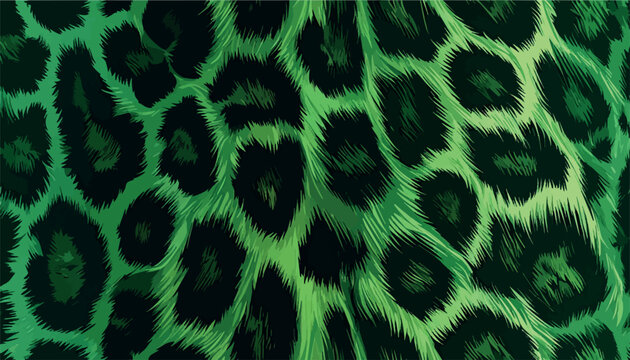 Seamless vector leopard print pattern in vibrant lime green and dark forest colors. Stylized wild cat fur texture for fashion design, textile prints, digital wallpaper backgrounds, creative banner.