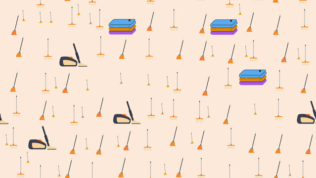 Seamless Pattern of Cleaning Tools