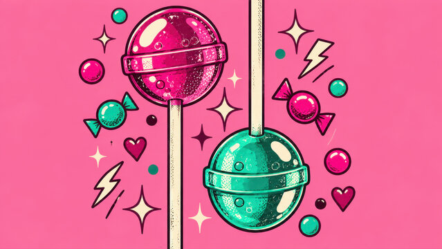Bright lollipops on color