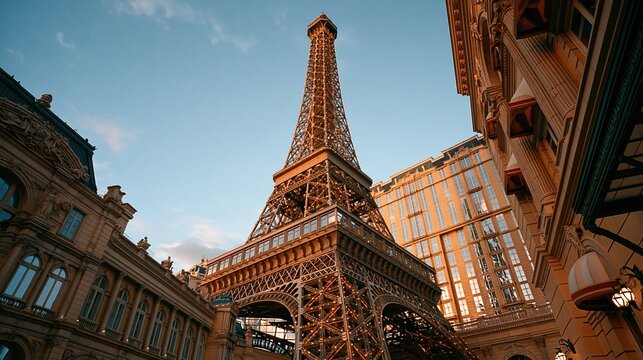 low angle view of eiffel tower replica in
