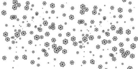 Black floral motifs scattered across a white background. Delicate botanical ornaments create an elegant decorative texture. Minimal flower pattern suits stationery, wallpaper, fabric, packaging, and b © Khadiza