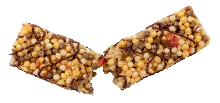 Sweet bar with crispy corn balls on a white background. Isolated bar.