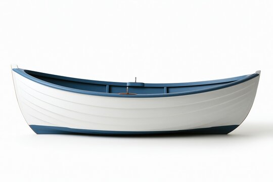White and blue rowing boat isolated on white