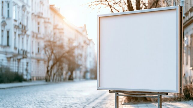 Empty billboard standing on quiet city street