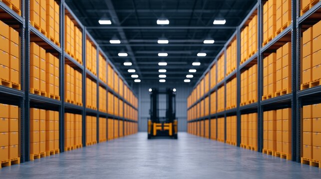 Efficient Energy Operations in a Modern Warehouse Featuring LED Lighting and Organized Storage Solutions for Enhanced Productivity and Cost Reduction