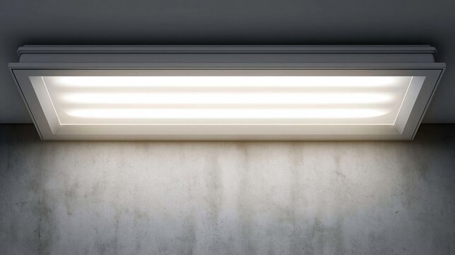 Modern rectangular led ceiling light fixture on concrete